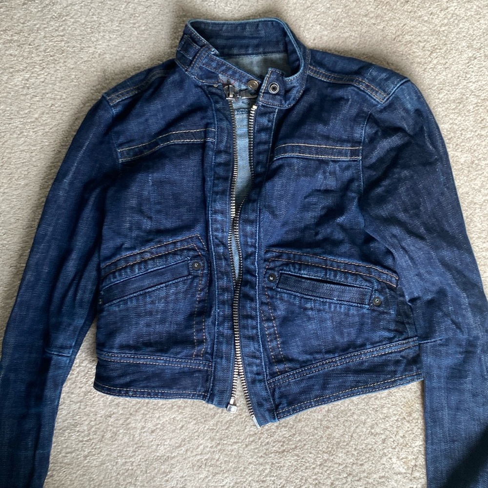 Long Sleeve Dark Wash Denim Jean Jacket